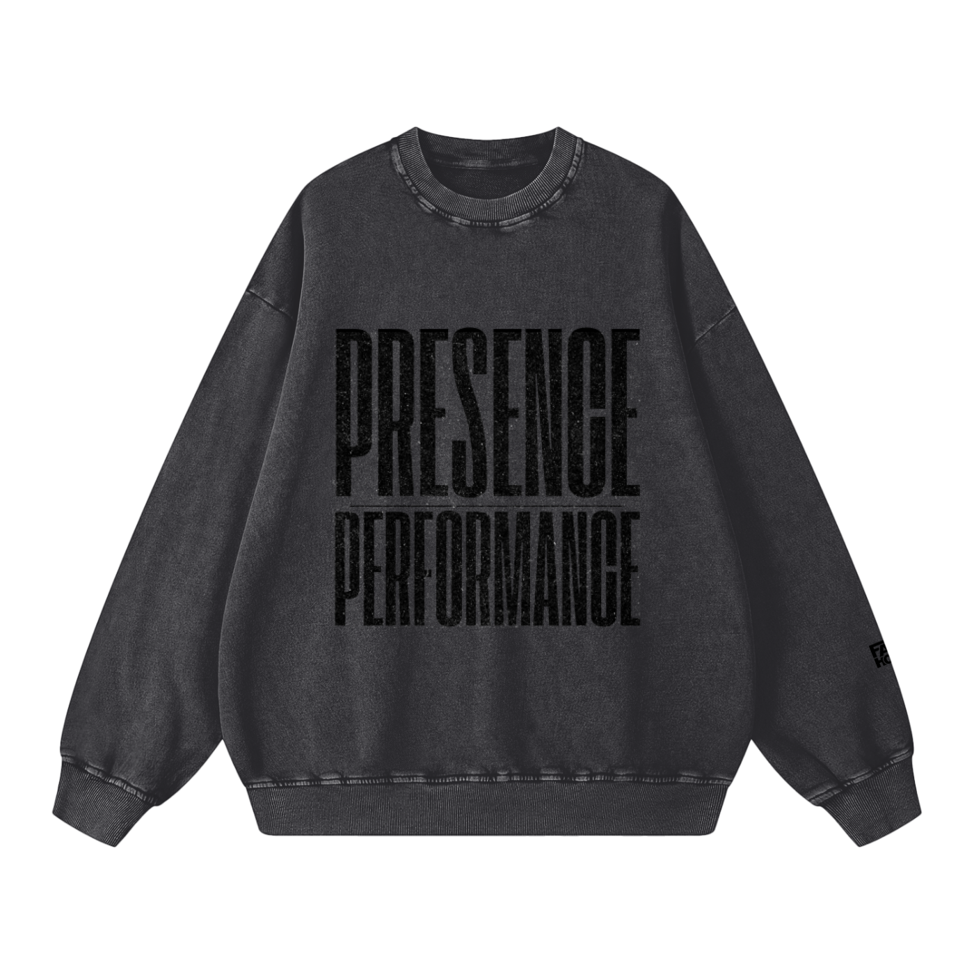 PRESENCE OVER PERFORMANCE Snow Washed Oversized Sweatshirt