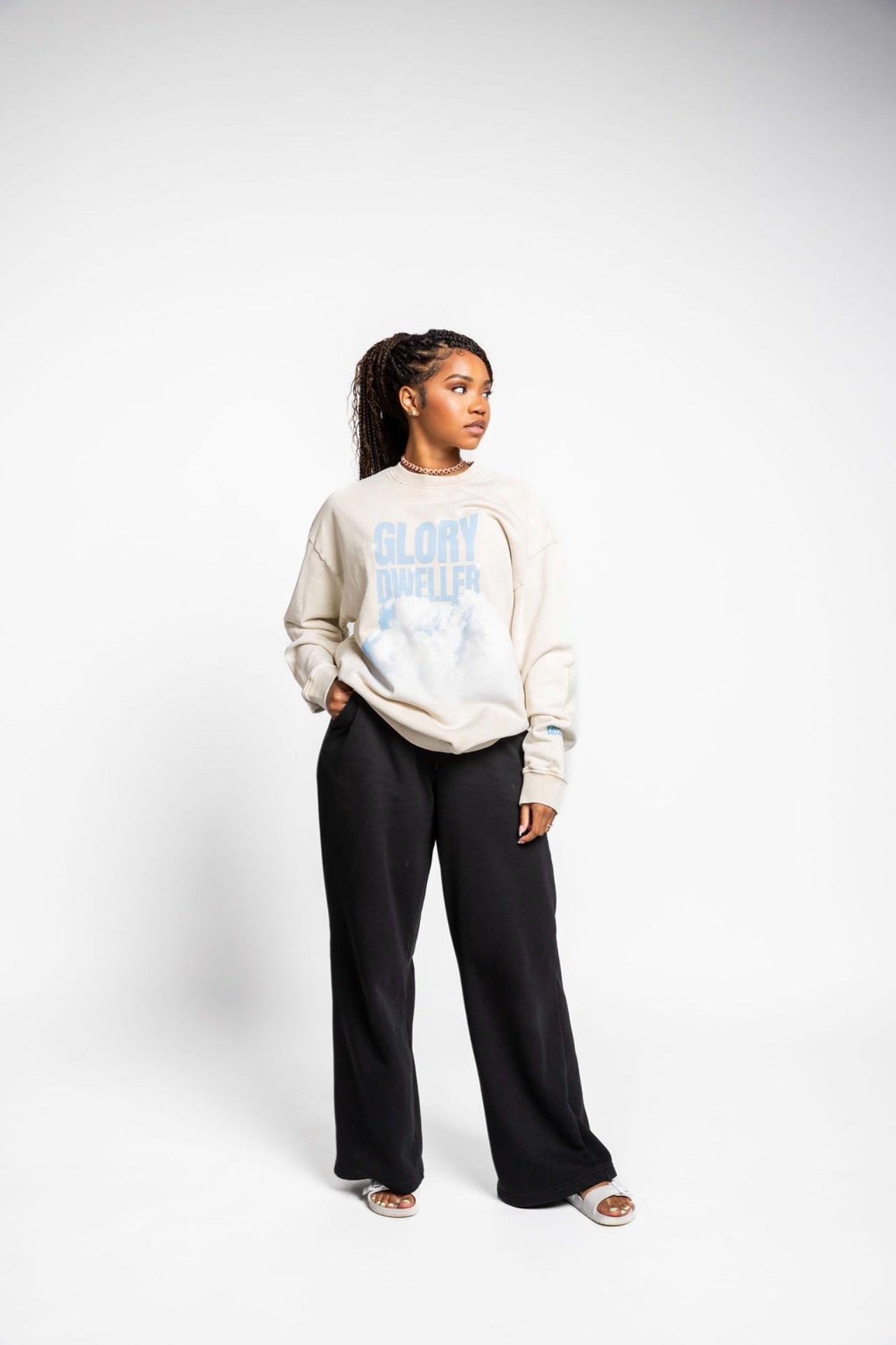 GLORY DWELLER Snow Washed Oversized Sweatshirt