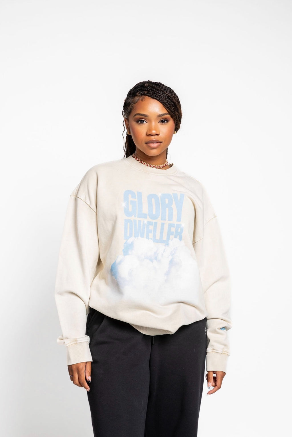 GLORY DWELLER Snow Washed Oversized Sweatshirt