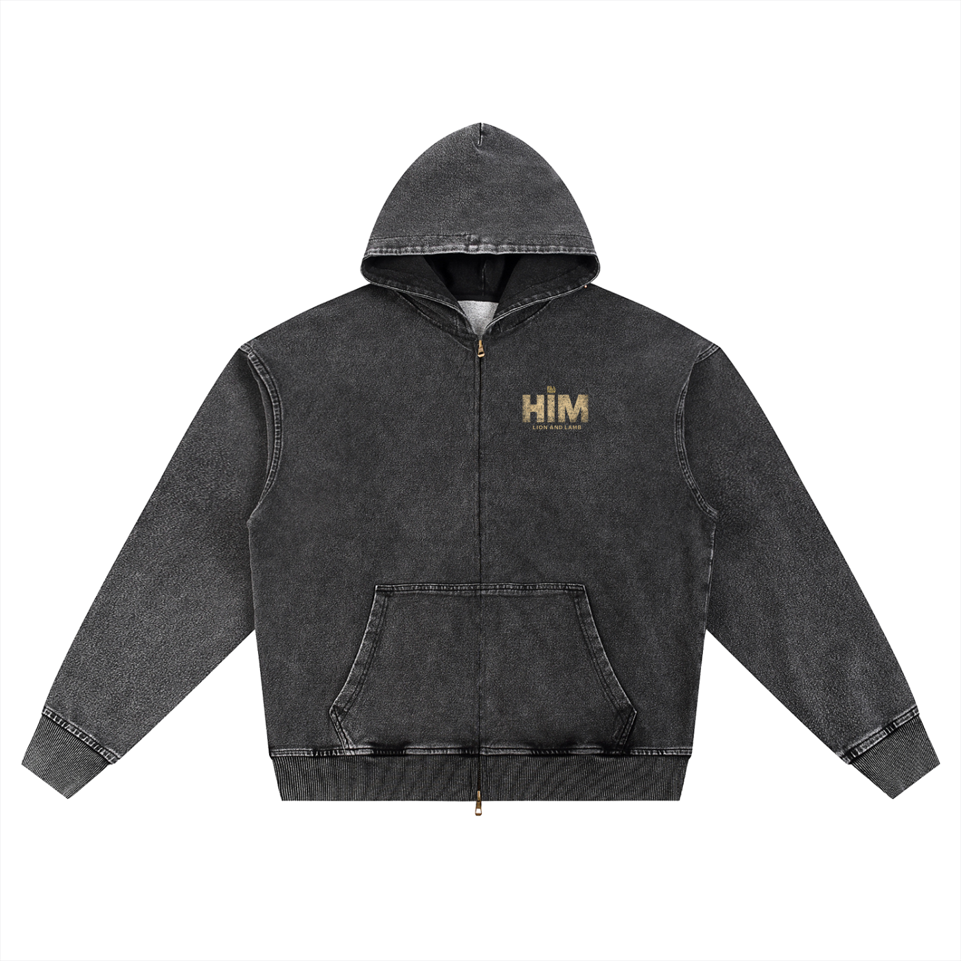O.G. HIM Snow Wash Oversized Zip-Up Hoodie