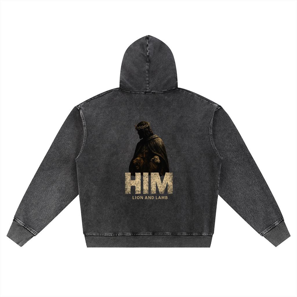 O.G. HIM Snow Wash Oversized Zip-Up Hoodie